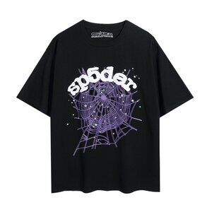 Men's Sp5der Printed Crew Neck Short Sleeve Black